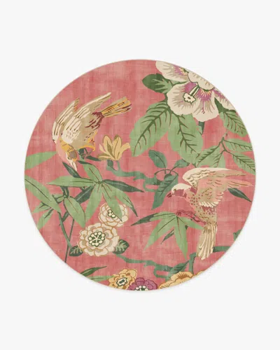 Ruggable Bamboo & Bird Blossom Pink Flatwoven Rug By Sanderson