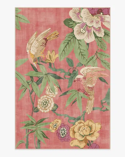 Ruggable Bamboo & Bird Blossom Pink Flatwoven Rug By Sanderson