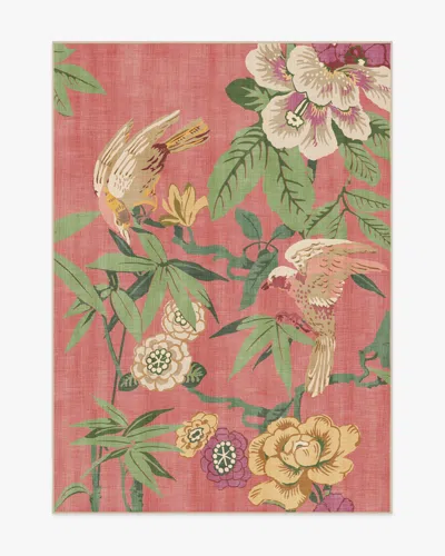 Ruggable Bamboo & Bird Blossom Pink Flatwoven Rug By Sanderson