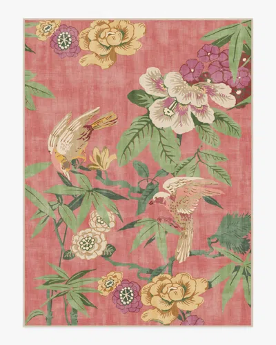 Ruggable Bamboo & Bird Blossom Pink Flatwoven Rug By Sanderson