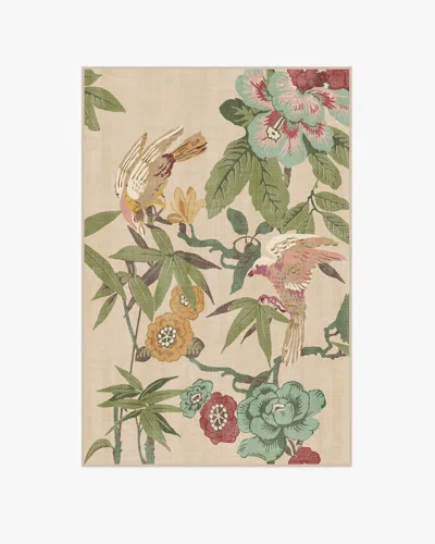 Ruggable Bamboo & Bird Blush & Jade Flatwoven Rug By Sanderson In Neutral