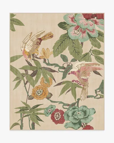 Ruggable Bamboo & Bird Blush & Jade Flatwoven Rug By Sanderson In Multi