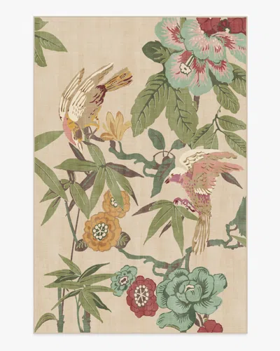 Ruggable Bamboo & Bird Blush & Jade Flatwoven Rug By Sanderson In Multi