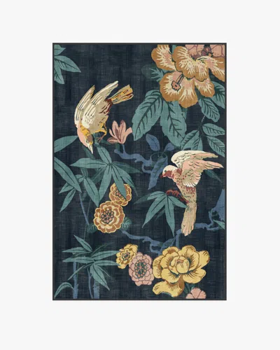 Ruggable Bamboo & Bird Indigo Flatwoven Rug By Sanderson In Green