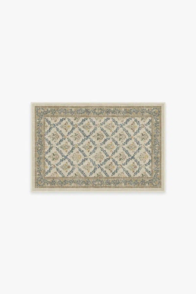 Ruggable Bellflowers Ivory & Gold Flatwoven Rug By Morris & Co. In Brown