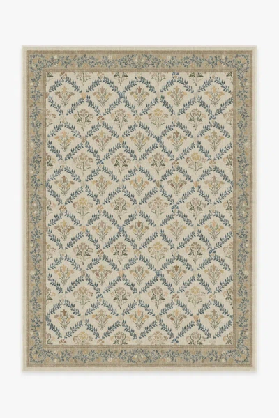 Ruggable Bellflowers Ivory & Gold Flatwoven Rug By Morris & Co. In Brown