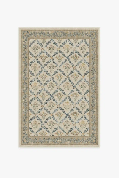 Ruggable Bellflowers Ivory & Gold Flatwoven Rug By Morris & Co. In Gray