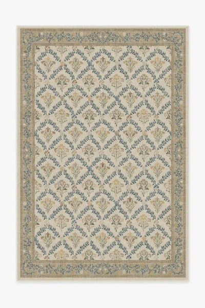 Ruggable Bellflowers Ivory & Gold Flatwoven Rug By Morris & Co. In Brown