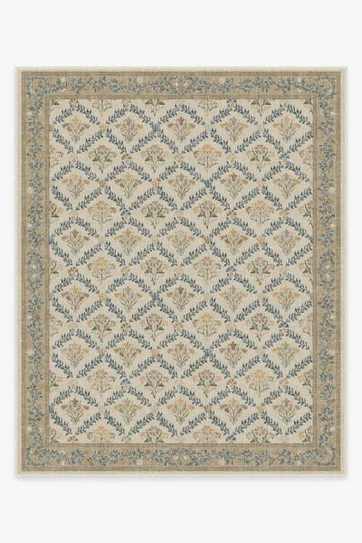 Ruggable Bellflowers Ivory & Gold Flatwoven Rug By Morris & Co. In Brown