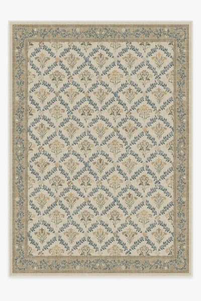 Ruggable Bellflowers Ivory & Gold Flatwoven Rug By Morris & Co. In Multi