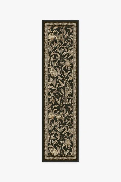 Ruggable Bird & Pomegranate Soft Black Flatwoven Rug By Morris & Co.