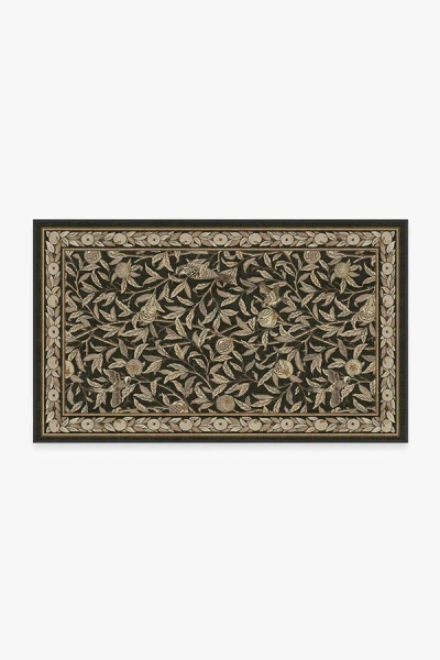 Ruggable Bird & Pomegranate Soft Black Flatwoven Rug By Morris & Co.