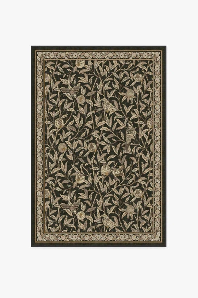 Ruggable Bird & Pomegranate Soft Black Flatwoven Rug By Morris & Co. In Blue