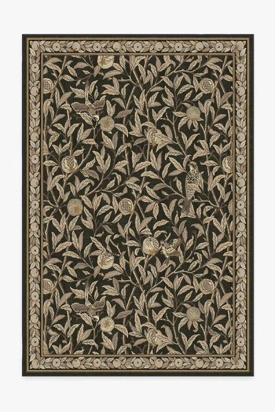 Ruggable Bird & Pomegranate Soft Black Flatwoven Rug By Morris & Co. In Blue