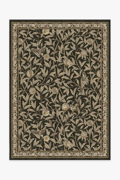 Ruggable Bird & Pomegranate Soft Black Flatwoven Rug By Morris & Co. In Animal Print