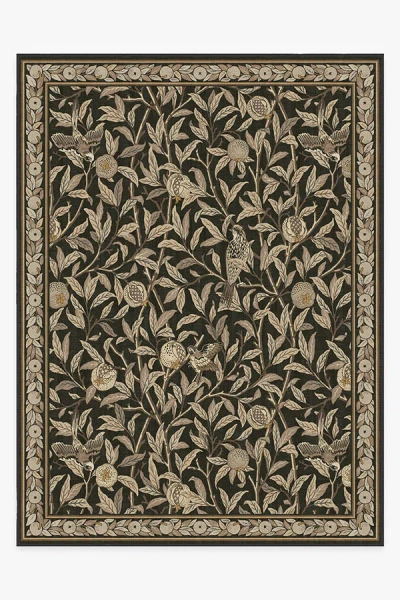 Ruggable Bird & Pomegranate Soft Black Flatwoven Rug By Morris & Co. In Brown