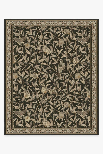 Ruggable Bird & Pomegranate Soft Black Flatwoven Rug By Morris & Co. In Animal Print