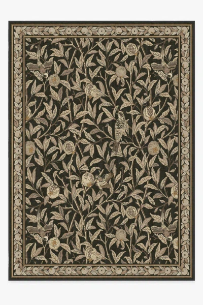 Ruggable Bird & Pomegranate Soft Black Flatwoven Rug By Morris & Co.