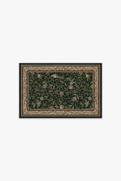 Ruggable Bird & Pomegranate Teal Green Flatwoven Rug By Morris & Co. In Multi