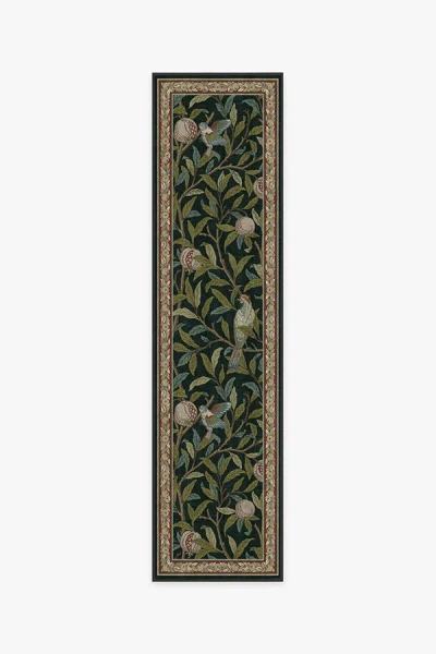 Ruggable Bird & Pomegranate Teal Green Flatwoven Rug By Morris & Co.