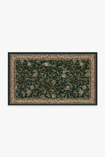 Ruggable Bird & Pomegranate Teal Green Flatwoven Rug By Morris & Co.