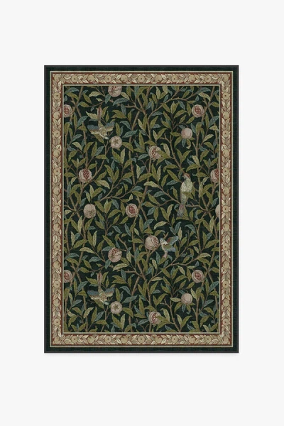 Ruggable Bird & Pomegranate Teal Green Flatwoven Rug By Morris & Co.