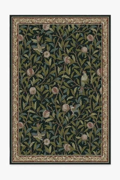 Ruggable Bird & Pomegranate Teal Green Flatwoven Rug By Morris & Co.