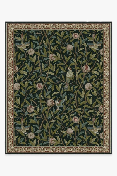 Ruggable Bird & Pomegranate Teal Green Flatwoven Rug By Morris & Co.