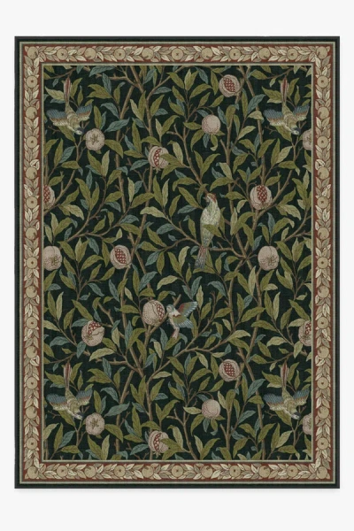 Ruggable Bird & Pomegranate Teal Green Flatwoven Rug By Morris & Co.