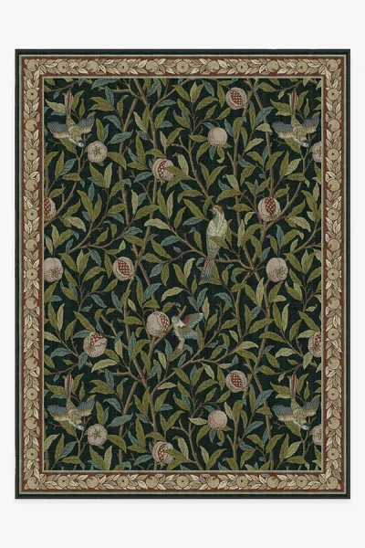 Ruggable Bird & Pomegranate Teal Green Flatwoven Rug By Morris & Co.