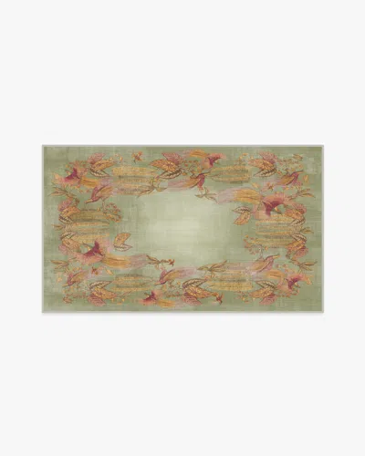 Ruggable Bird Of Paradise Silver Fern Flatwoven Rug By Sanderson In Green