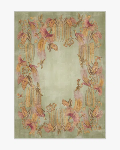 Ruggable Bird Of Paradise Silver Fern Flatwoven Rug By Sanderson In Green