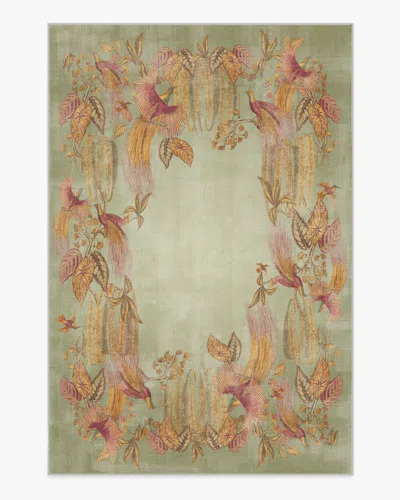Ruggable Bird Of Paradise Silver Fern Flatwoven Rug By Sanderson In Green