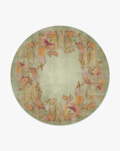Ruggable Bird Of Paradise Silver Fern Flatwoven Rug By Sanderson In Green