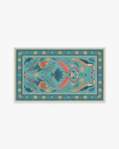 Ruggable Birds Of A Feather Aqua Flatwoven Rug By Iris Apfel In Multi