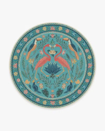Ruggable Birds Of A Feather Aqua Flatwoven Rug By Iris Apfel In Blue