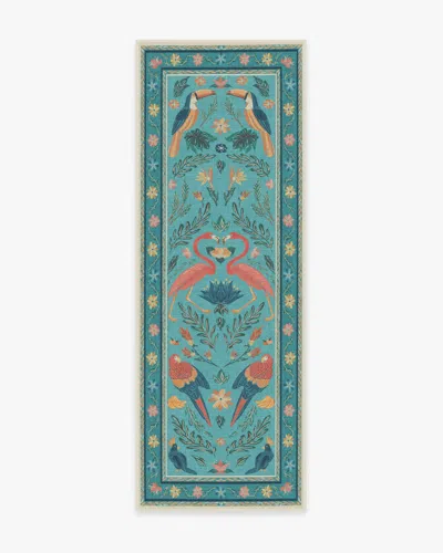 Ruggable Birds Of A Feather Aqua Flatwoven Rug By Iris Apfel In Blue