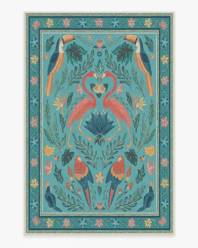 Ruggable Birds Of A Feather Aqua Flatwoven Rug By Iris Apfel In Blue