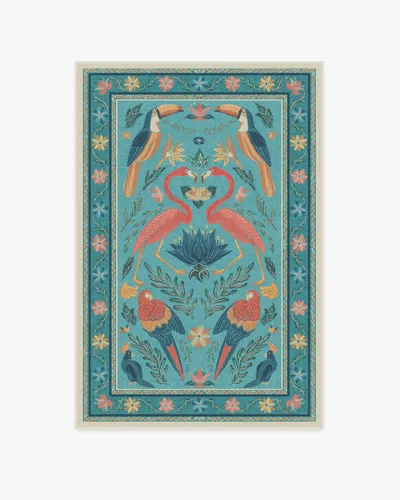 Ruggable Birds Of A Feather Aqua Flatwoven Rug By Iris Apfel In Blue