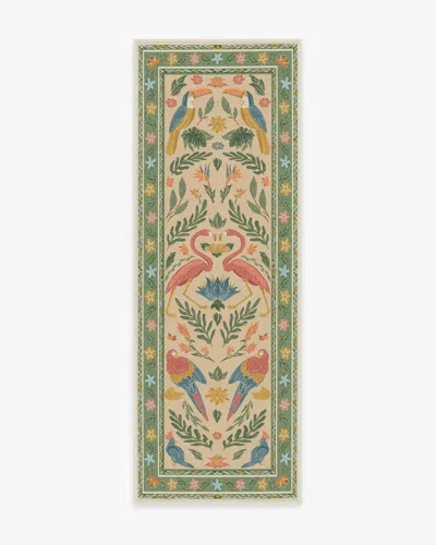 Ruggable Birds Of A Feather Green & Peach Flatwoven Rug By Iris Apfel In Multi