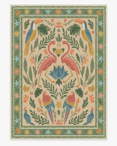Ruggable Birds Of A Feather Green & Peach Flatwoven Rug By Iris Apfel In Multi