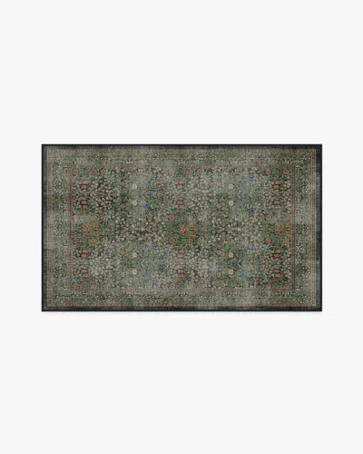 Ruggable Blackthorn Forest Green Flatwoven Rug By Morris & Co. In Animal Print