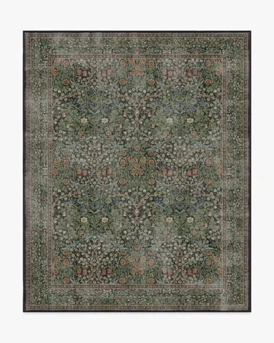 Ruggable Blackthorn Forest Green Flatwoven Rug By Morris & Co. In Brown