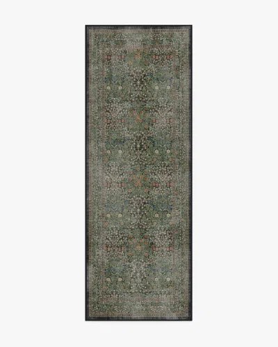 Ruggable Blackthorn Forest Green Flatwoven Rug By Morris & Co. In Brown