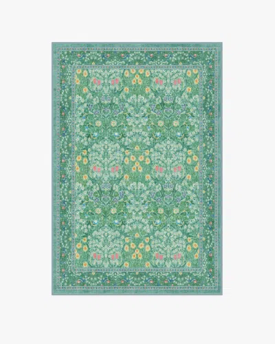 Ruggable Blackthorn Multicolor Jade Flatwoven Rug By Morris & Co. In Green