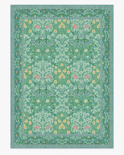 Ruggable Blackthorn Multicolor Jade Flatwoven Rug By Morris & Co. In Green