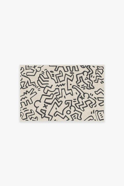 Ruggable Block Party Black & Ivory Flatwoven Rug By Keith Haring In Neutral