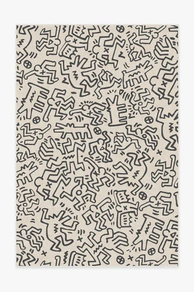 Ruggable Block Party Black & Ivory Flatwoven Rug By Keith Haring In Neutral