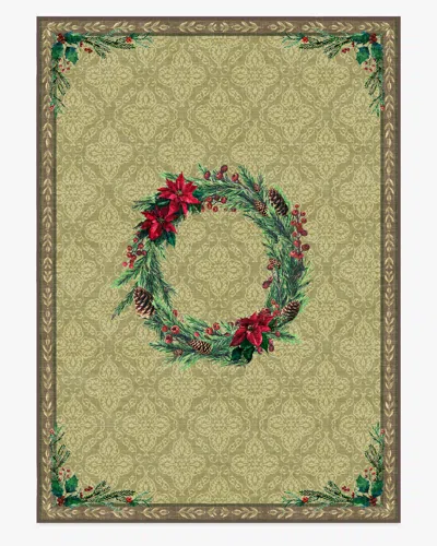 Ruggable Botanical Wreath Gold & Green Flatwoven Rug