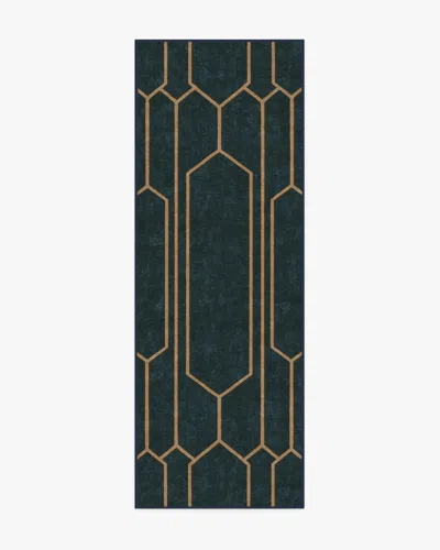 Ruggable Bryant Marine Blue & Gold Flatwoven Rug By The Hiltons In Green